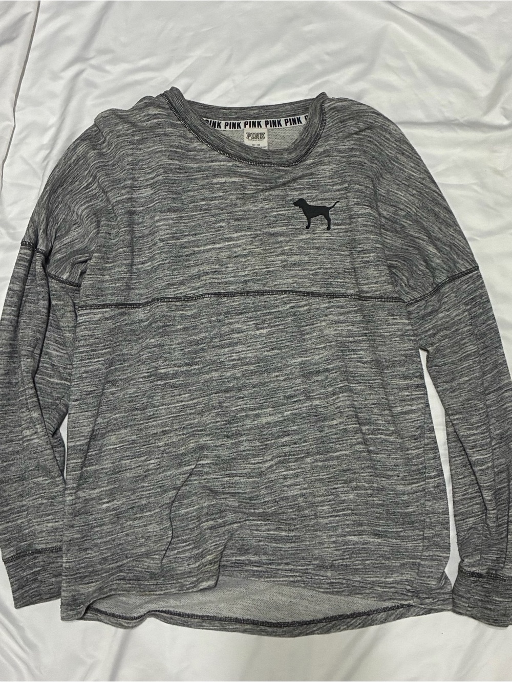 Victoria's Secret PINK Men's Heather Gray Long Sleeve Pullover with Dog Logo